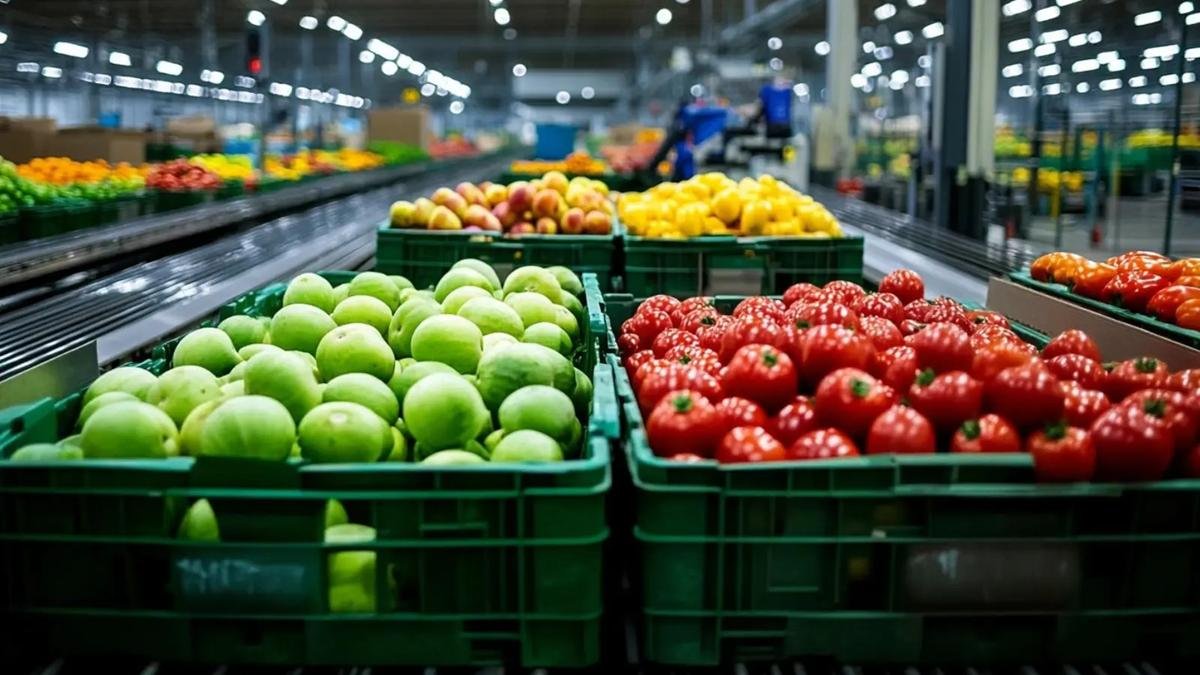 Fresh farm field with fruits and vegetables